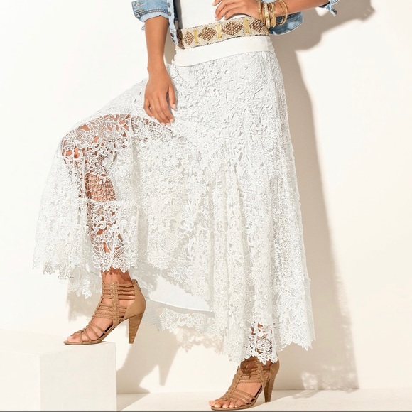 white boho maxi skirt